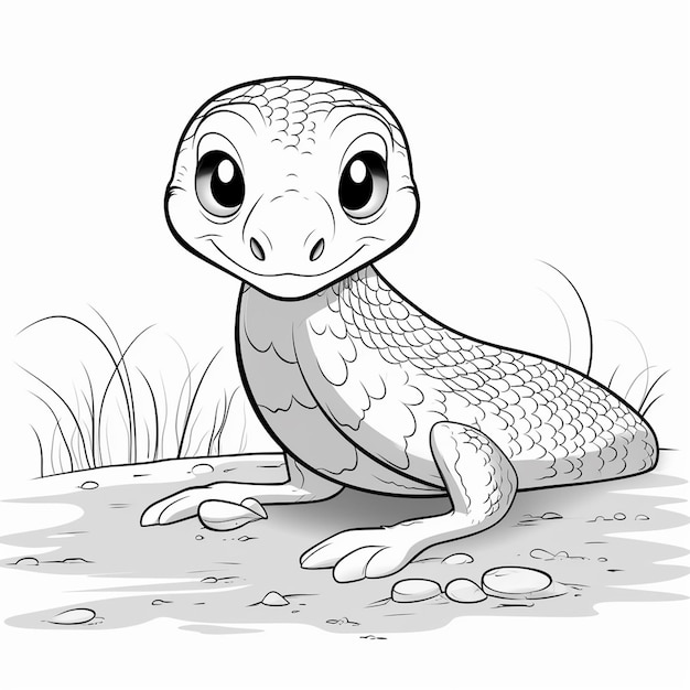 Coastal Taipan cute illustration hand drawn cute coloring book kawaii line art