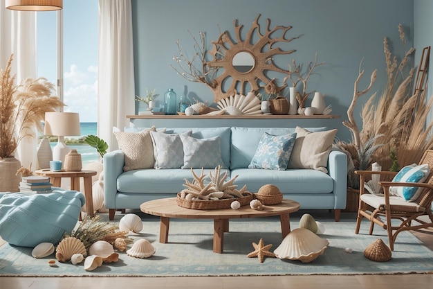 Photo coastal themed living room