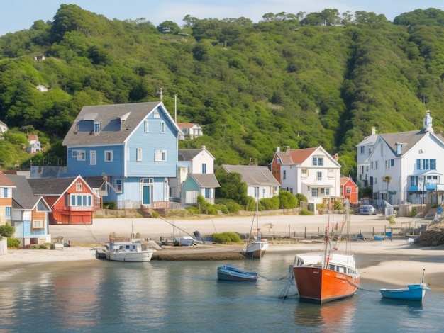 A coastal town with quaint houses