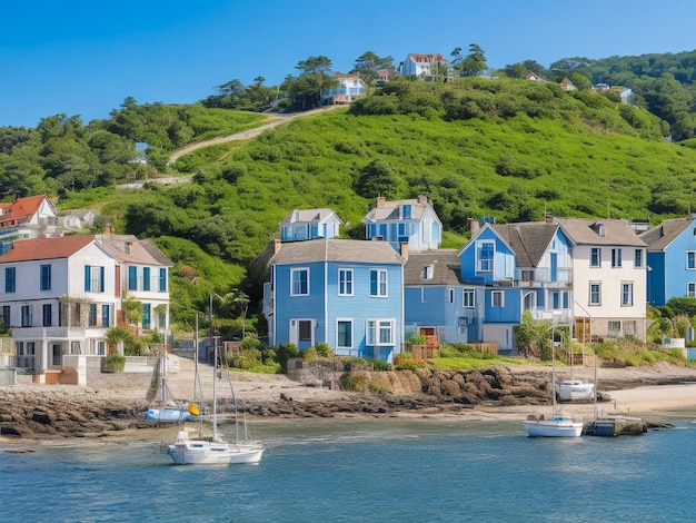 A coastal town with quaint houses