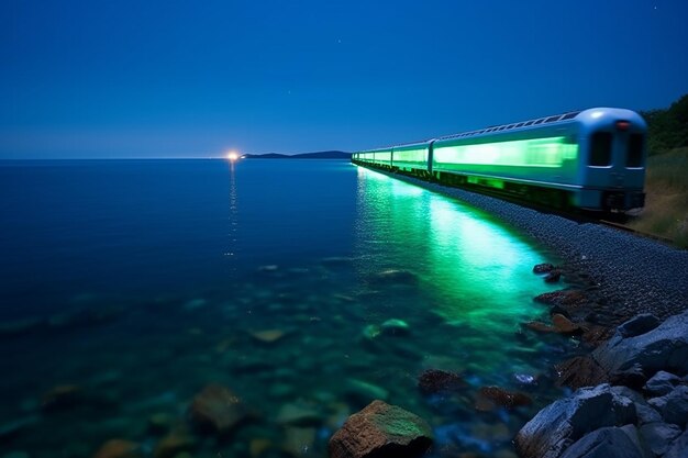 Photo coastal train traveling with breathtaking views