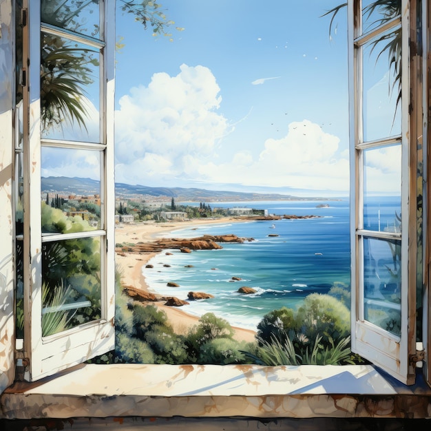 Coastal View from a Window