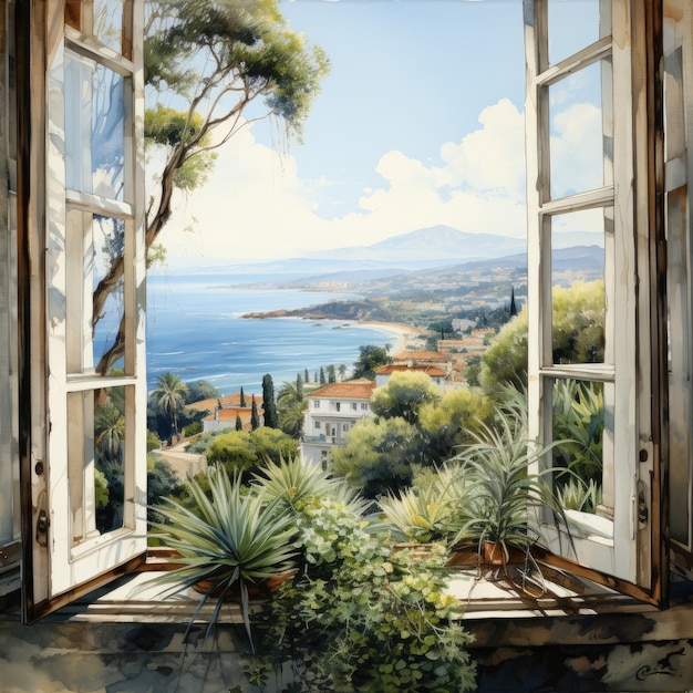 Coastal View from a Window