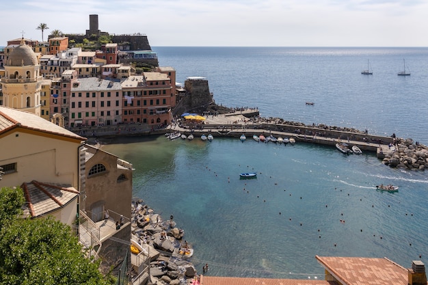 Coastal view of Vernazza Liguria Italy