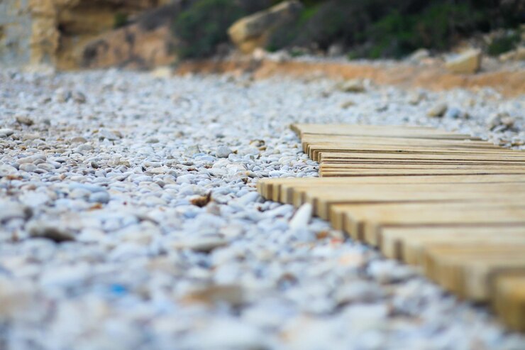 Photo coastal wooden walkway
