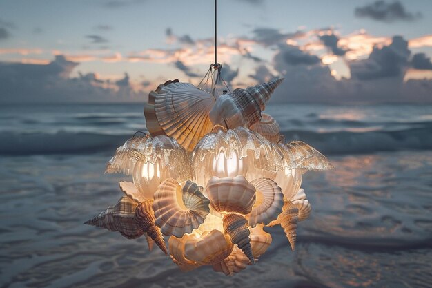 Coastalinspired shell chandelier