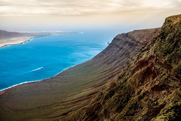 Coastline by volcanic landscape