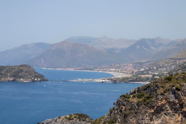 Coastline of calabria aerial view san nicola arcella province of cosenza beach and tyrrhenian sea