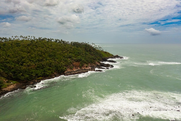 Coastline and ocean on the island of sri lanka