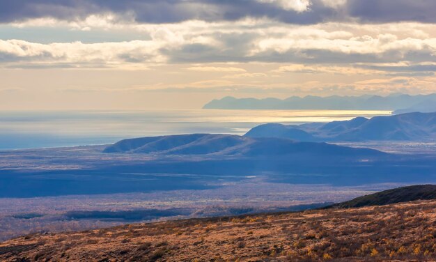 Coastline on pasific ocean on kamchatka peninsula