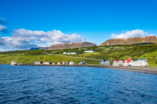 The coastline of village of Hjalteyri in Iceland