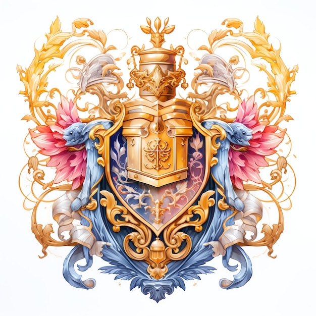 Coat of arms design Medieval watercolor fantasy