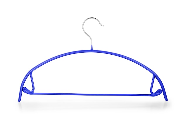 Coat hanger / clothes hanger on a white background. Potential copy space above and inside hanger.