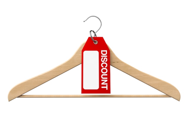 Coat Hanger with Discount Tag on a white background