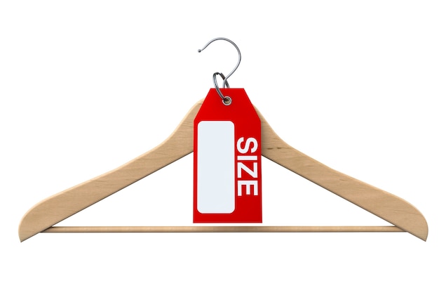 Coat Hanger with Size Tag on a white background