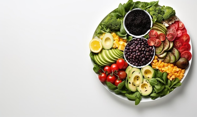 Cobb salad fresh vegetables with Boiled egg Isolate on white background copy space