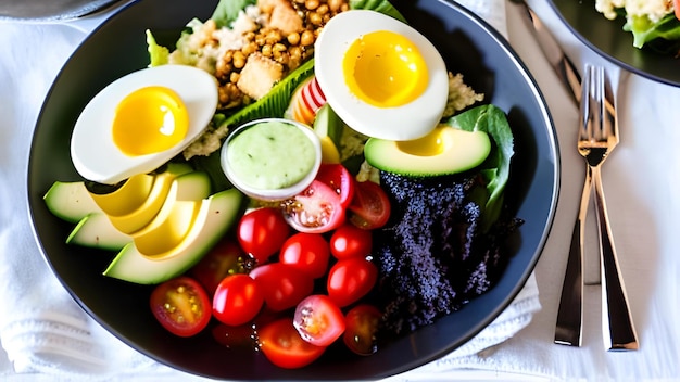 Cobb salade op een bord