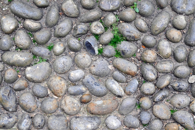 Cobble steenweg in oude stad