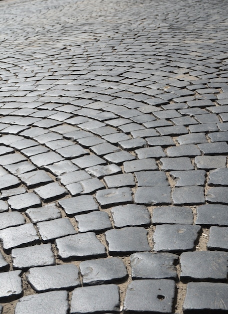 Cobbles on the road of the old town. Chernivtsi - an ancient city in western Ukraine