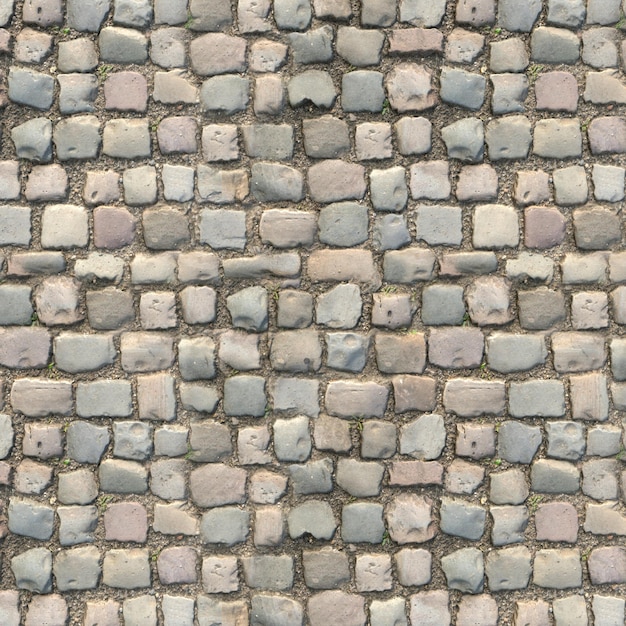 Cobblestone pavement texture background. Top view of stone road, Ultra high resolution image