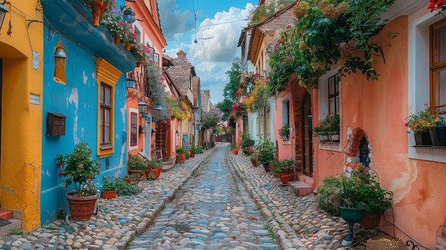 Cobblestone Street in a European City