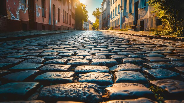 Фото Каменная улица в старом городе европейского города