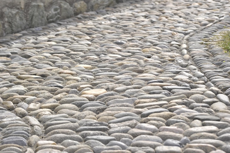Photo 通りの舗装用の舗装石道路用の天然建築材料