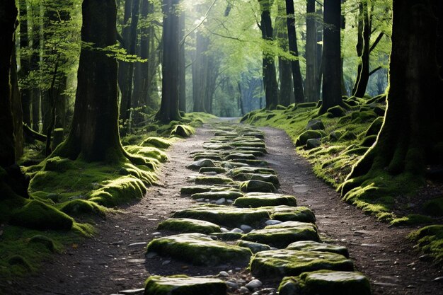 魔法の森の小道 謎の庭 幻想の荒野の石造りの道