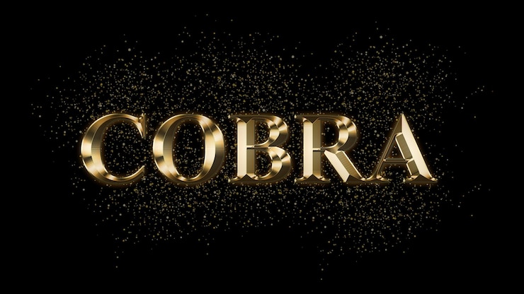 Фотография золотой текст cobra золотой текст с искрами золотой покрытый текст эффект имя животного