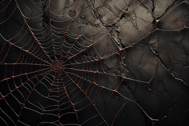 Фото Макро паутины на темном фоне ai генерируется