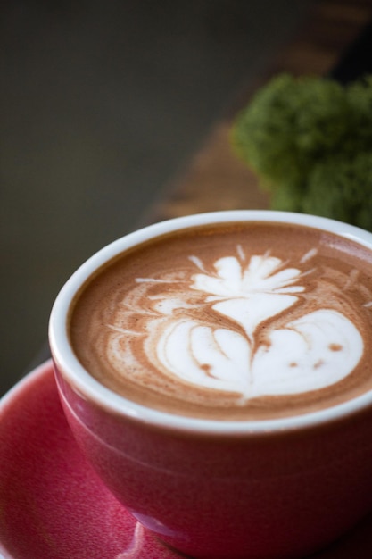 Cocaccino with Latte Art in Red Cup