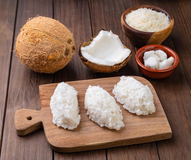 Cocada traditional latin american coconut candy with grated coconut