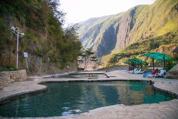 Cocalmayo thermale baden in de wijk Santa Teresa, op weg naar Machu Picchu, in Cusco Peru.