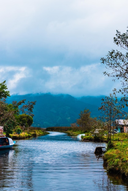 Cocha lake and mountains in Nario, Colombia