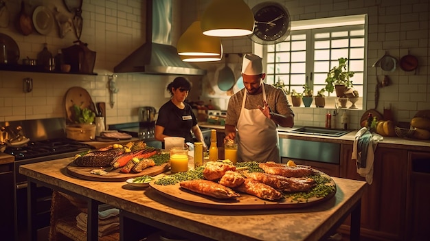 cocineros haciendo comida tipica de brasil