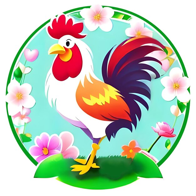 Cock in cartoon stijl geïsoleerd op witte achtergrond ontwerp element sticker