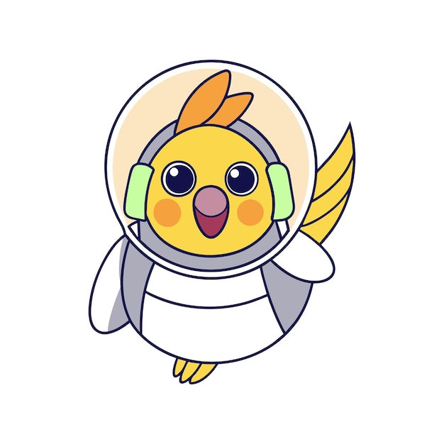 Photo cockatiel astronaut clip art vector illustration