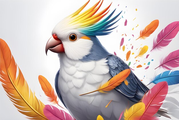 cockatiel with falling feathers around