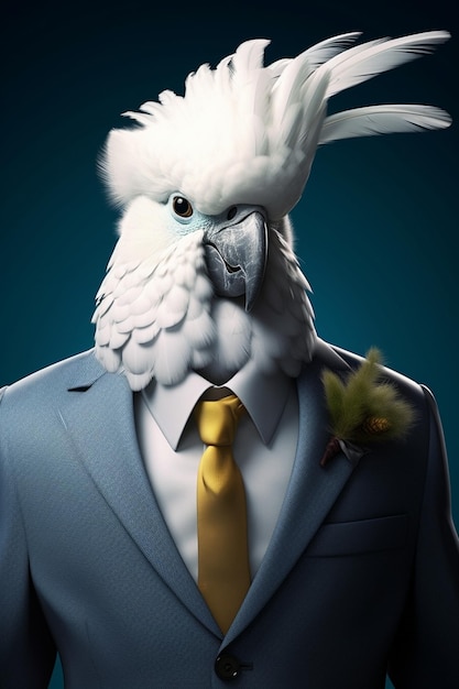 cockatoo in a suit Generative AI