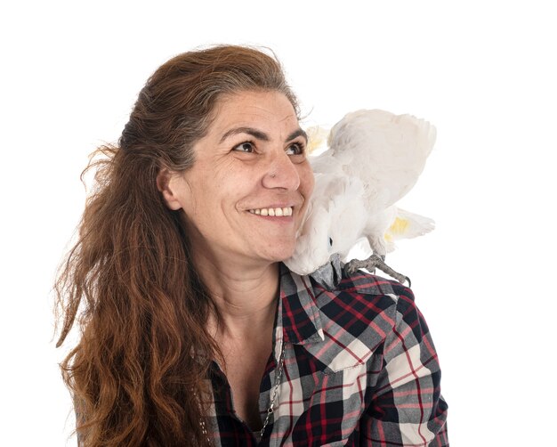 Cockatoo and woman