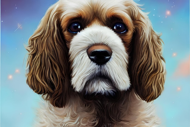 Foto illustrazione di colore del cucciolo di cocker spaniel