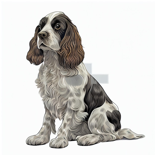 Photo cocker spaniel seated cartoon.