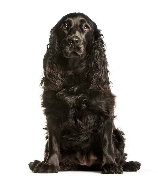 Cocker spaniels zittend tegen een witte achtergrond