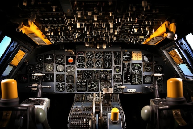 Photo the cockpit of a plane with the name of the company on the side.