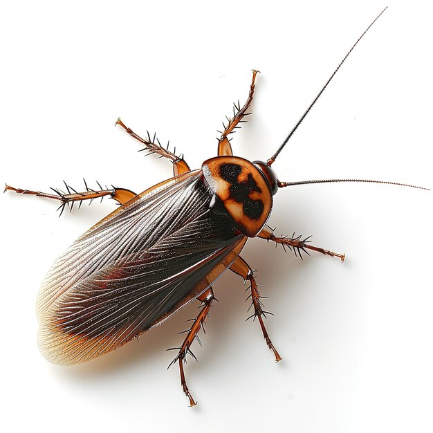 Photo a cockroach in white background job id d80e09afb4ca4e08afb5f84caa9a81ec