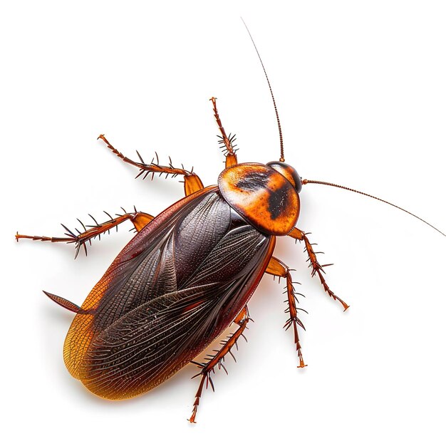 Photo a cockroach in white background job id ddb21be56bec4bfea0e5c9da1da7225c