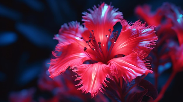 코크 꽃 현실적인 네온 색 AI 생성 이미지