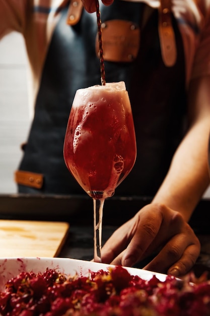 Cocktail bars bartender making a cocktail