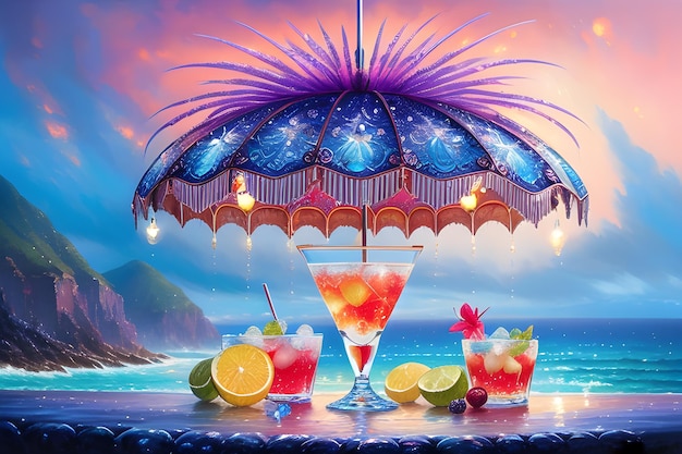 Foto cocktail sulla spiaggia creato con strumenti generativi di ia