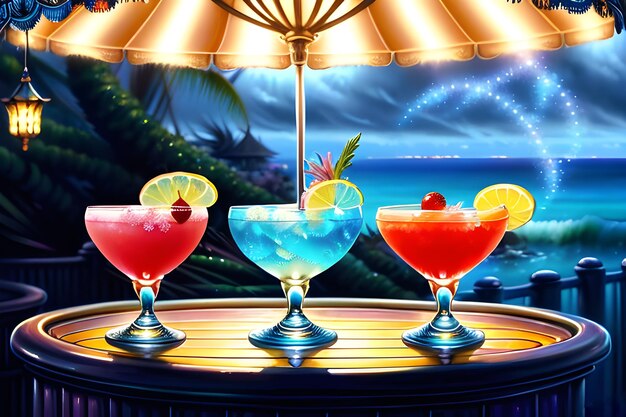 Cocktail on the beach Created with generative AI tools